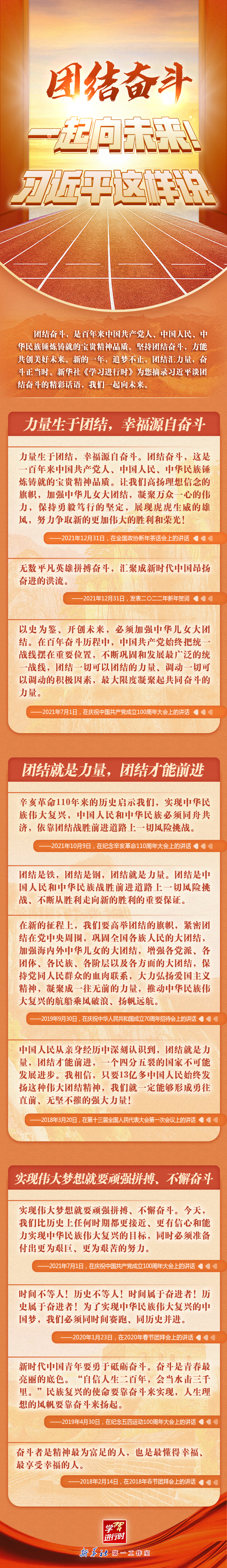 學(xué)習(xí)進(jìn)行時丨團(tuán)結(jié)奮斗，一起向未來！習(xí)近平這樣說