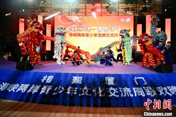 兩岸青少年同臺呈現(xiàn)龍獅表演?！⊥鯑|明 攝