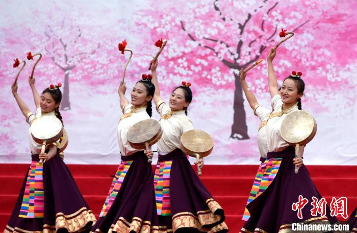 3月28日，西藏林芝第二十屆桃花旅游文化節(jié)開幕式上的文藝表演?！±盍?攝